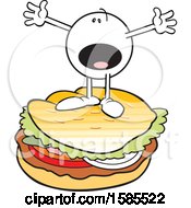 Poster, Art Print Of Cartoon Moodie Character On Top Of A Burger