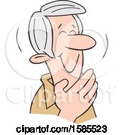 Poster, Art Print Of Cartoon Senior Caucasian Man Giggling And Covering His Mouth