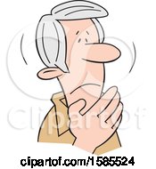 Poster, Art Print Of Cartoon Shaken Senior Caucasian Man Covering His Mouth