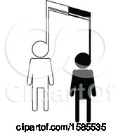Clipart Of A Black And White Music Note With People Royalty Free Vector Illustration