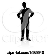 Clipart Of A Silhouetted Business Man With A Reflection Or Shadow On A White Background Royalty Free Vector Illustration