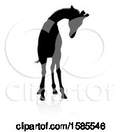 Clipart Of A Silhouetted Giraffe With A Reflection Or Shadow On A White Background Royalty Free Vector Illustration