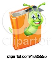 Clipart Of A Happy Professor Or Graduate Earthworm Emerging From A Book Royalty Free Vector Illustration