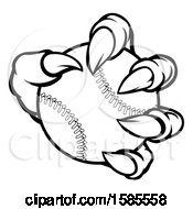 Clipart Of A Black And White Monster Claw Holding A Baseball Royalty Free Vector Illustration