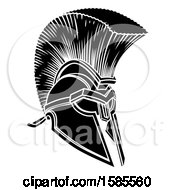 Clipart Of A Black And White Trojan Spartan Helmet Royalty Free Vector Illustration