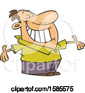 Poster, Art Print Of Cartoon White Man Grinning And Holding His Arms Wide Open