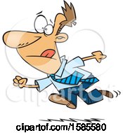 Clipart Of A Cartoon Determined White Business Man Running Royalty Free Vector Illustration