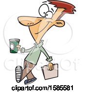 Cartoon Man Holding A To Go Coffee On Casual Friday