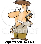 Clipart Of A Cartoon Angry White Man On The Phone With A Telemarketer Royalty Free Vector Illustration