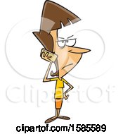 Clipart Of A Cartoon Angry White Woman On The Phone With A Telemarketer Royalty Free Vector Illustration