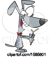 Clipart Of A Cartoon Dog Playing With A Stick Royalty Free Vector Illustration by toonaday