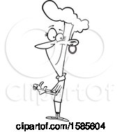 Clipart Of A Cartoon Line Art Woman Giving Two Thumbs Up Royalty Free Vector Illustration