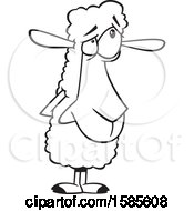 Clipart Of A Cartoon Line Art Sheepish Sheep Royalty Free Vector Illustration by toonaday