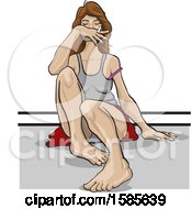 Clipart Of A Woman Sitting On The Floor And Smoking Royalty Free Vector Illustration