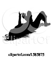 Clipart Of A Silhouetted Teenager With A Reflection Or Shadow On A White Background Royalty Free Vector Illustration