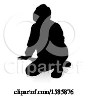 Clipart Of A Silhouetted Teen In A Hoodie With A Reflection Or Shadow On A White Background Royalty Free Vector Illustration