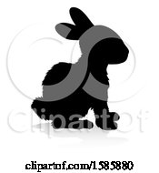 Poster, Art Print Of Silhouetted Rabbit With A Reflection Or Shadow On A White Background