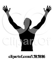 Poster, Art Print Of Silhouetted Man Holding His Arms Up To The Sky