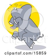 Scared Elephant Tip Toeing Clipart Illustration