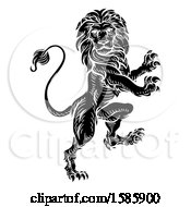 Poster, Art Print Of Black And White Heraldic Rampant Lion