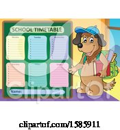 Poster, Art Print Of Cartoon Dog Student By A School Time Table