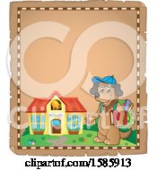 Poster, Art Print Of Parchment Border Of A Cartoon Dog Student