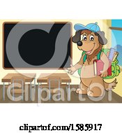 Poster, Art Print Of Cartoon Dog Student By A Black Board