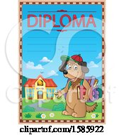 Clipart Of A Diploma With A Cartoon Dog Student Royalty Free Vector Illustration