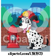 Clipart Of A Cartoon Fire Fighter Dalmatian Dog Royalty Free Vector Illustration