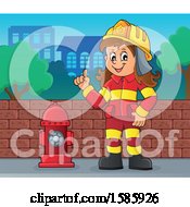 Clipart Of A Cartoon Fire Woman Holding Up A Finger Royalty Free Vector Illustration