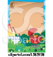Clipart Of A Border With A Red Bbq Grill Royalty Free Vector Illustration