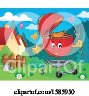 Poster, Art Print Of Yard With A Red Bbq Grill