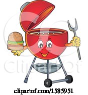 Poster, Art Print Of Red Bbq Grill Character Holding A Burger