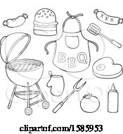 Clipart Of A Bbq Grill Food And Accessories Royalty Free Vector Illustration by visekart
