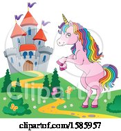 Poster, Art Print Of Unicorn Near A Castle