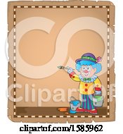 Clipart Of A Parchment Border Of A Painting Clown Royalty Free Vector Illustration