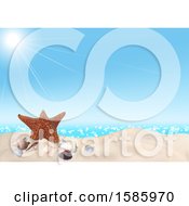 Clipart Of A Summer Time Sandy Beach And Shells Background Royalty Free Vector Illustration by dero
