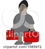 Poster, Art Print Of Cartoon Black Woman Carrying Suitcases