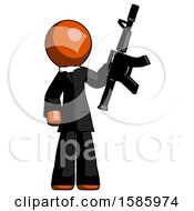 Orange Clergy Man Holding Automatic Gun