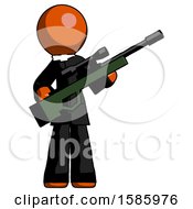 Orange Clergy Man Holding Sniper Rifle Gun