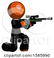 Orange Clergy Man Kneeling Shooting Sniper Rifle