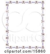 Poster, Art Print Of Stationery Border Of Teddy Bears And Baby Rattles Over A White Background