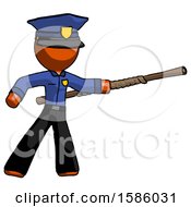 Poster, Art Print Of Orange Police Man Bo Staff Pointing Right Kung Fu Pose