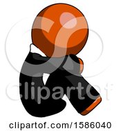 Poster, Art Print Of Orange Clergy Man Sitting With Head Down Facing Sideways Right