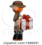 Poster, Art Print Of Orange Detective Man Giving A Present