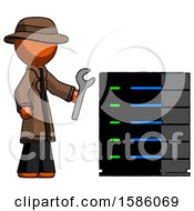 Poster, Art Print Of Orange Detective Man Server Administrator Doing Repairs