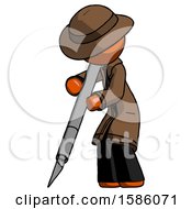 Poster, Art Print Of Orange Detective Man Cutting With Large Scalpel