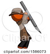 Poster, Art Print Of Orange Detective Man Stabbing Or Cutting With Scalpel