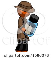 Poster, Art Print Of Orange Detective Man Holding Glass Medicine Bottle