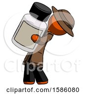 Poster, Art Print Of Orange Detective Man Holding Large White Medicine Bottle